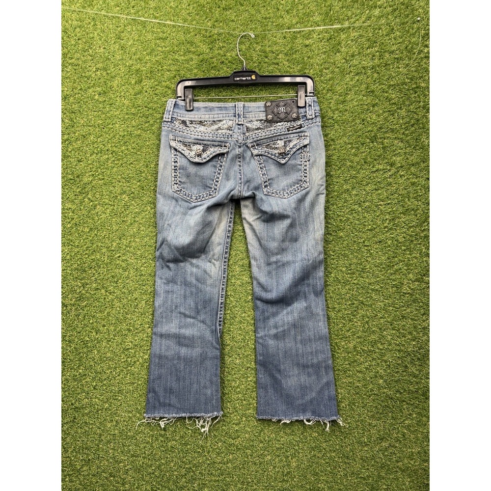 Miss Me Boot Cut Jeans Womens 29 Cropped Embellished Jeweled y2k JP7309B